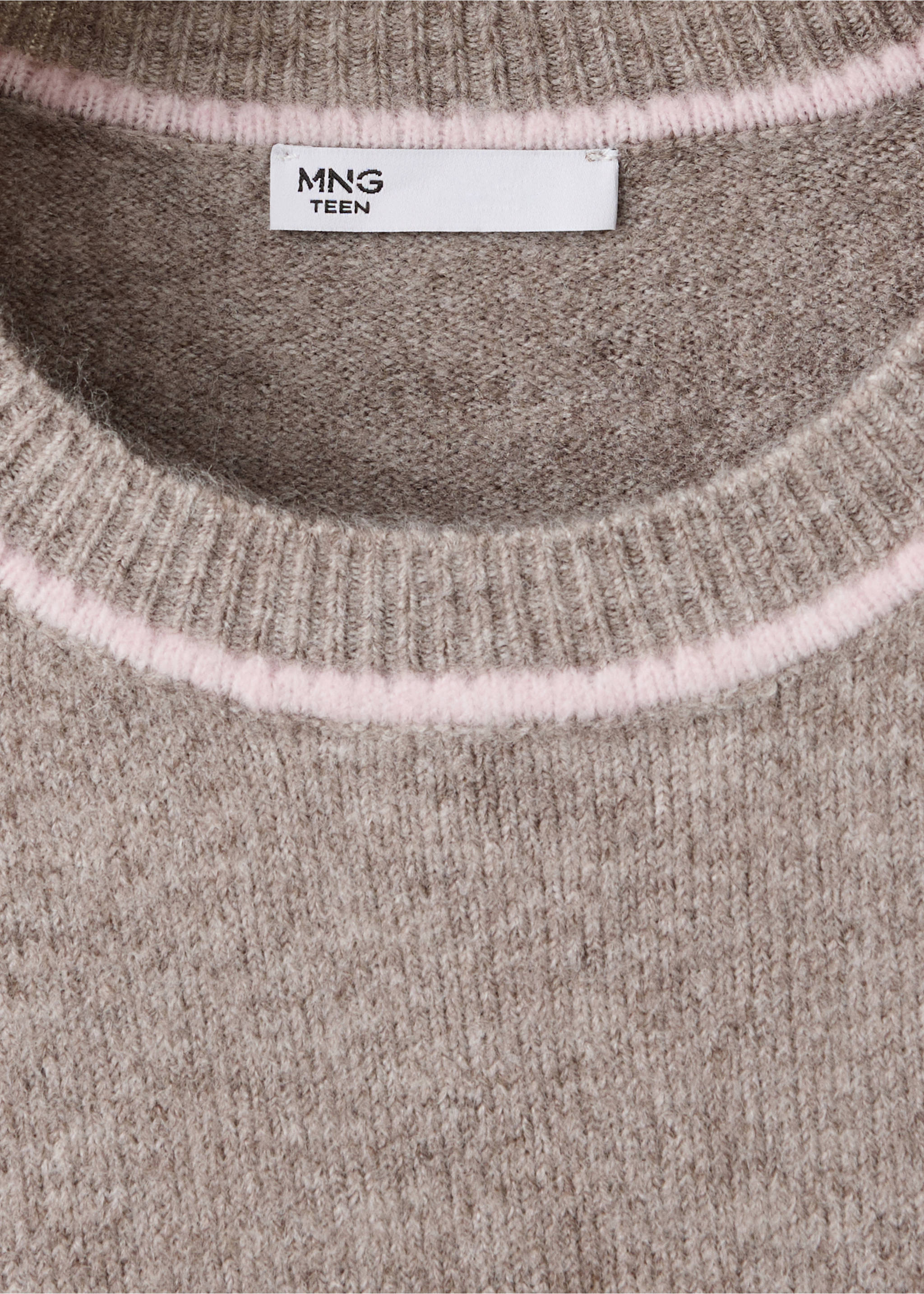 Jersey with contrasting detail - Details of the article 8, Medium Brown. Ref: 37075844-00.