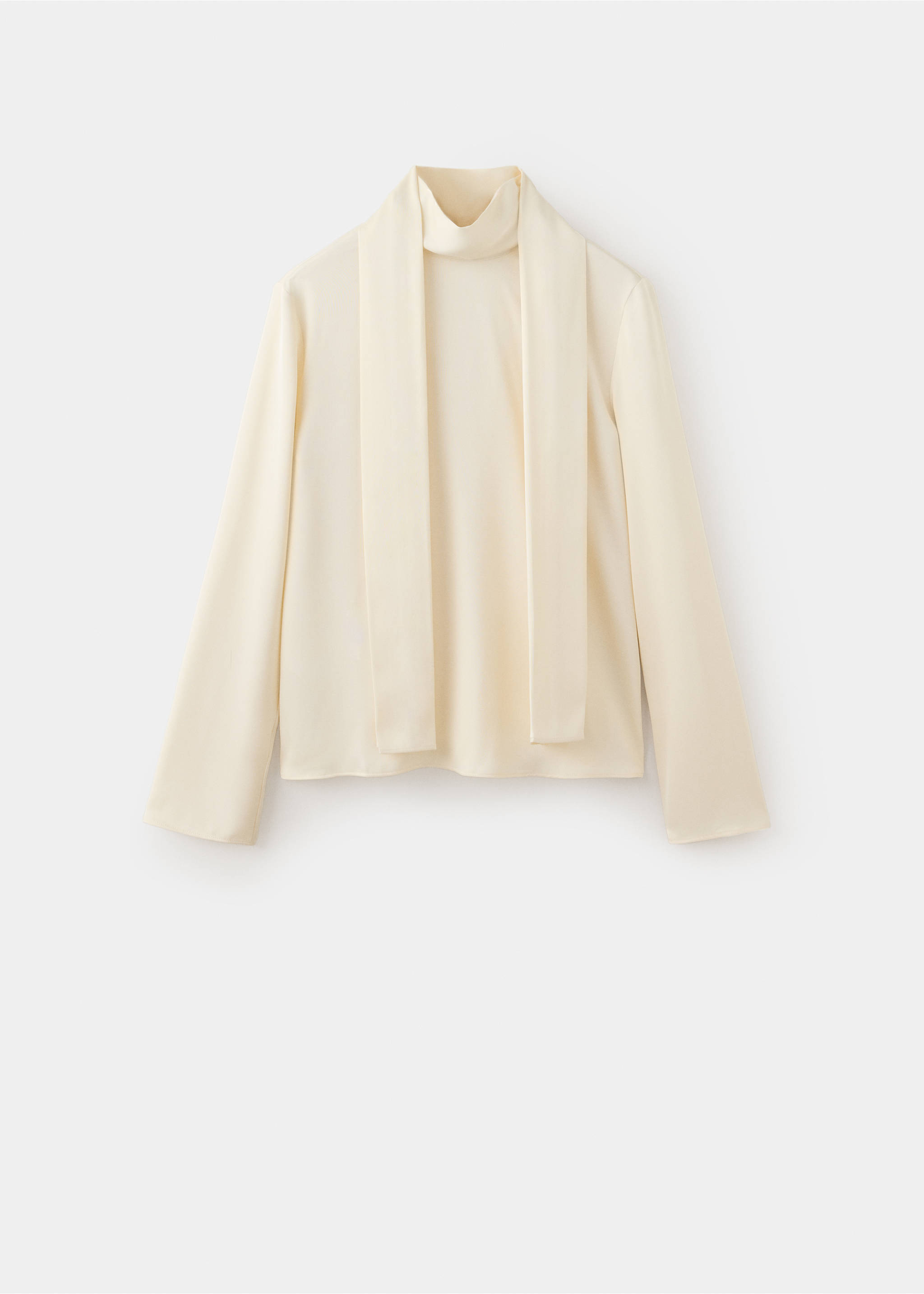 High-neck blouse with scarf detail - Article without model, Ecru. Ref: 37075846-00.