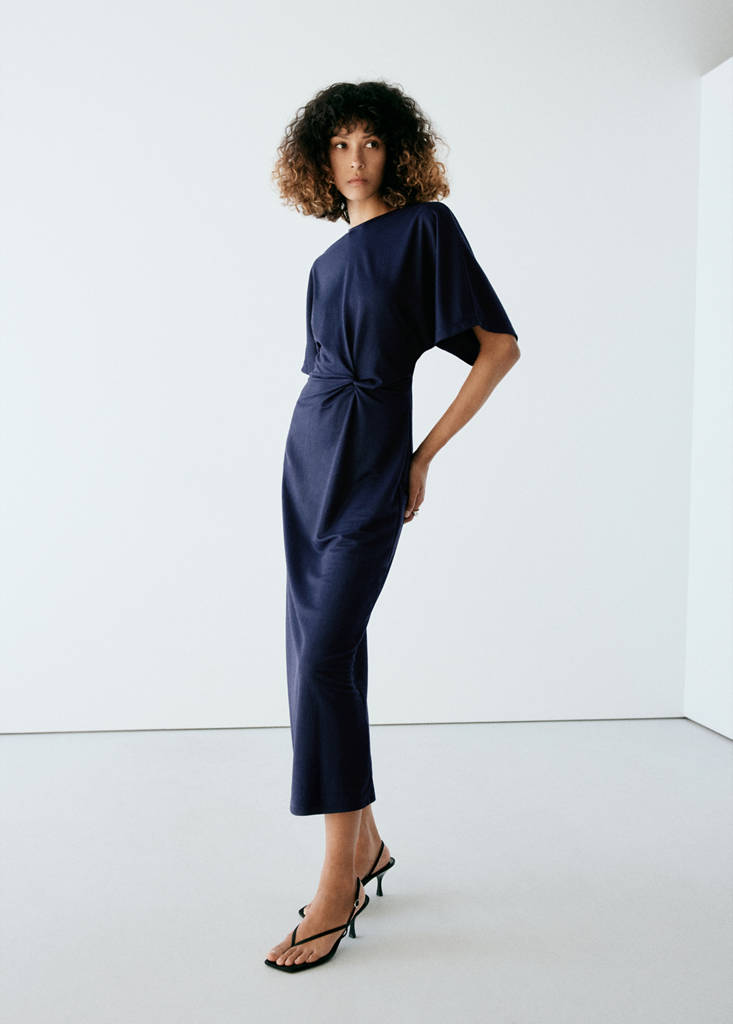 Knit dress with knot detail — Navy