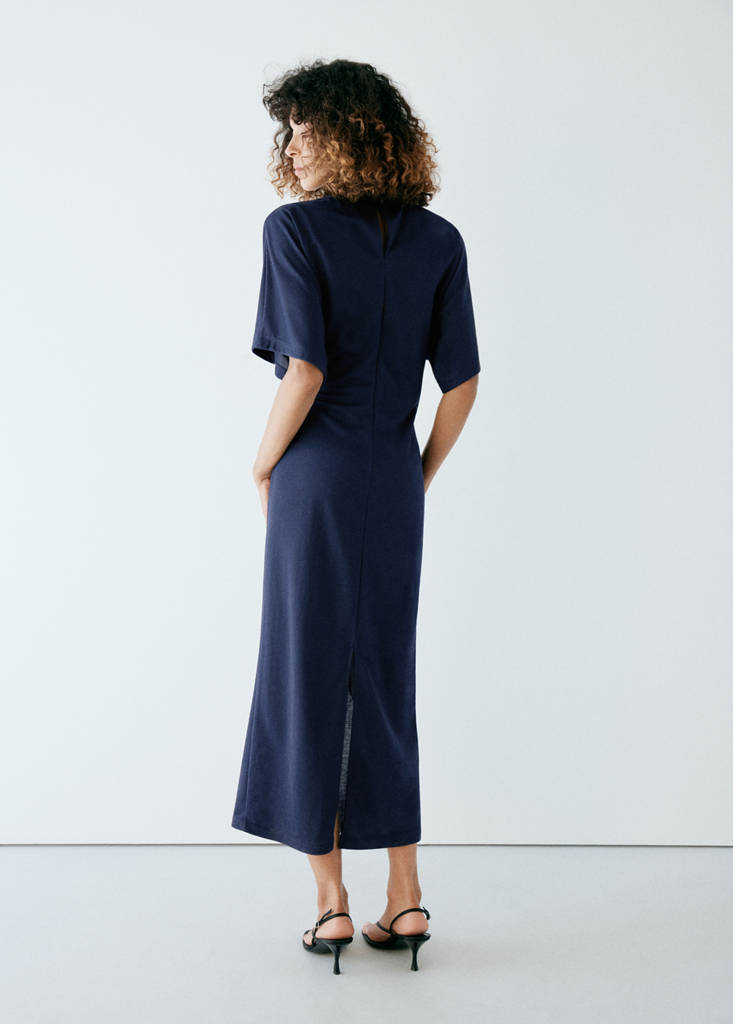 Knit dress with knot detail — Navy