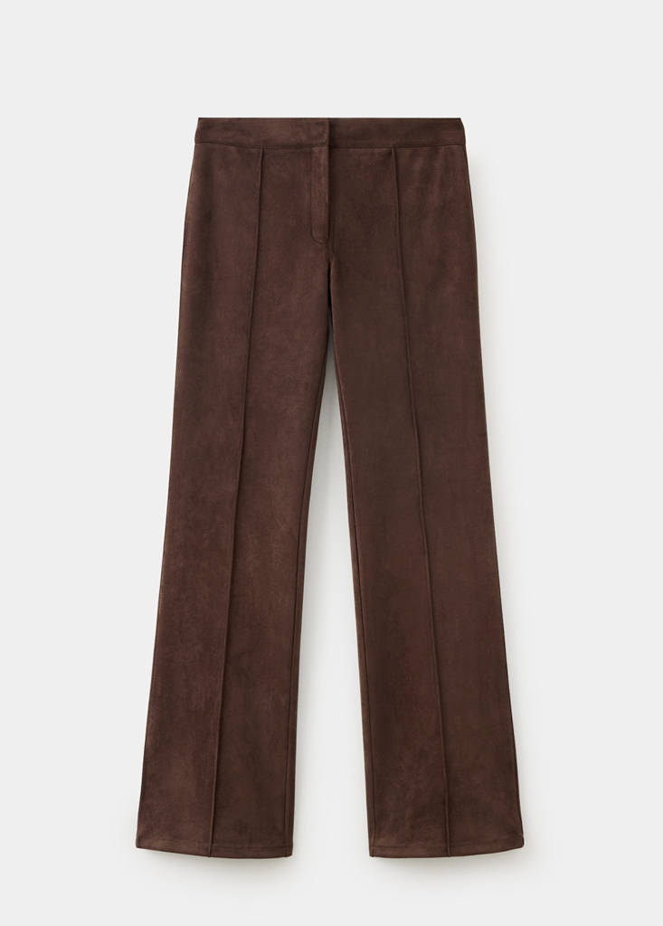 Fine-knit trousers with seams — Brown