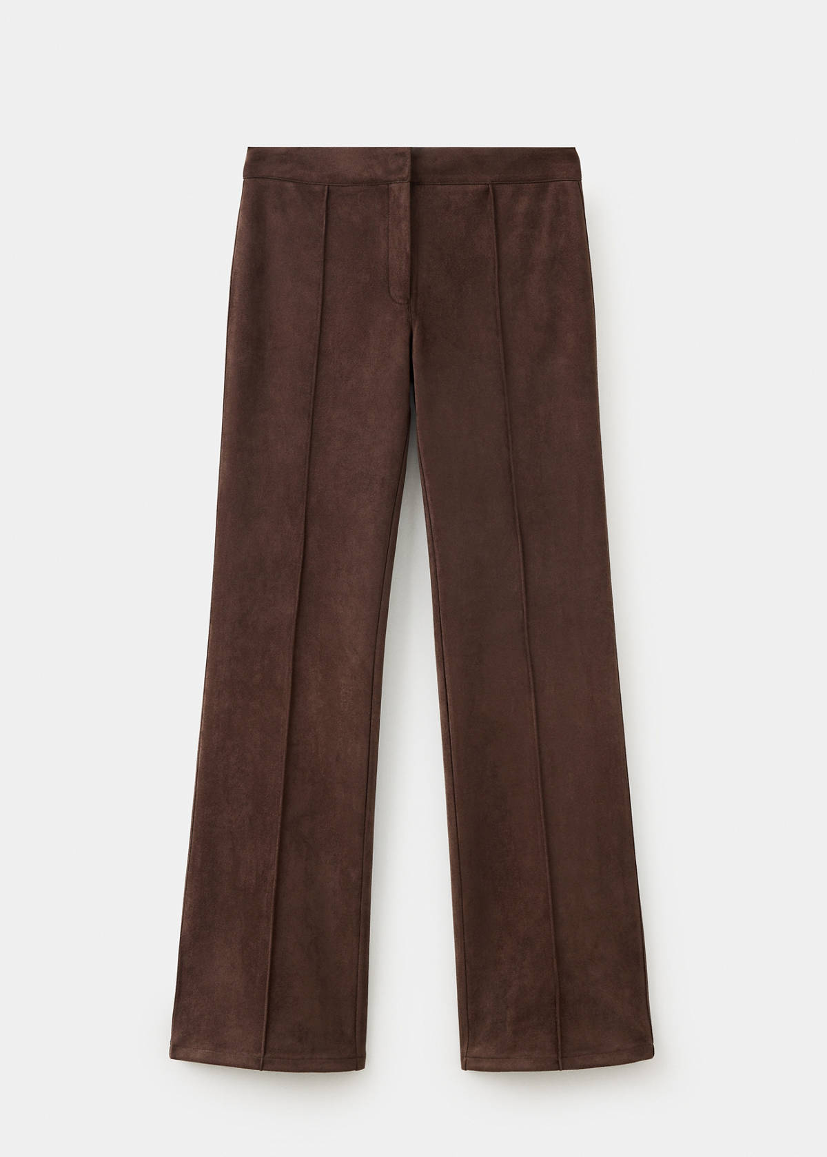 Suede trousers with seam detail — Brown