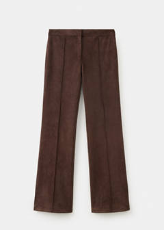 Suede trousers with seam detail — Brown 5