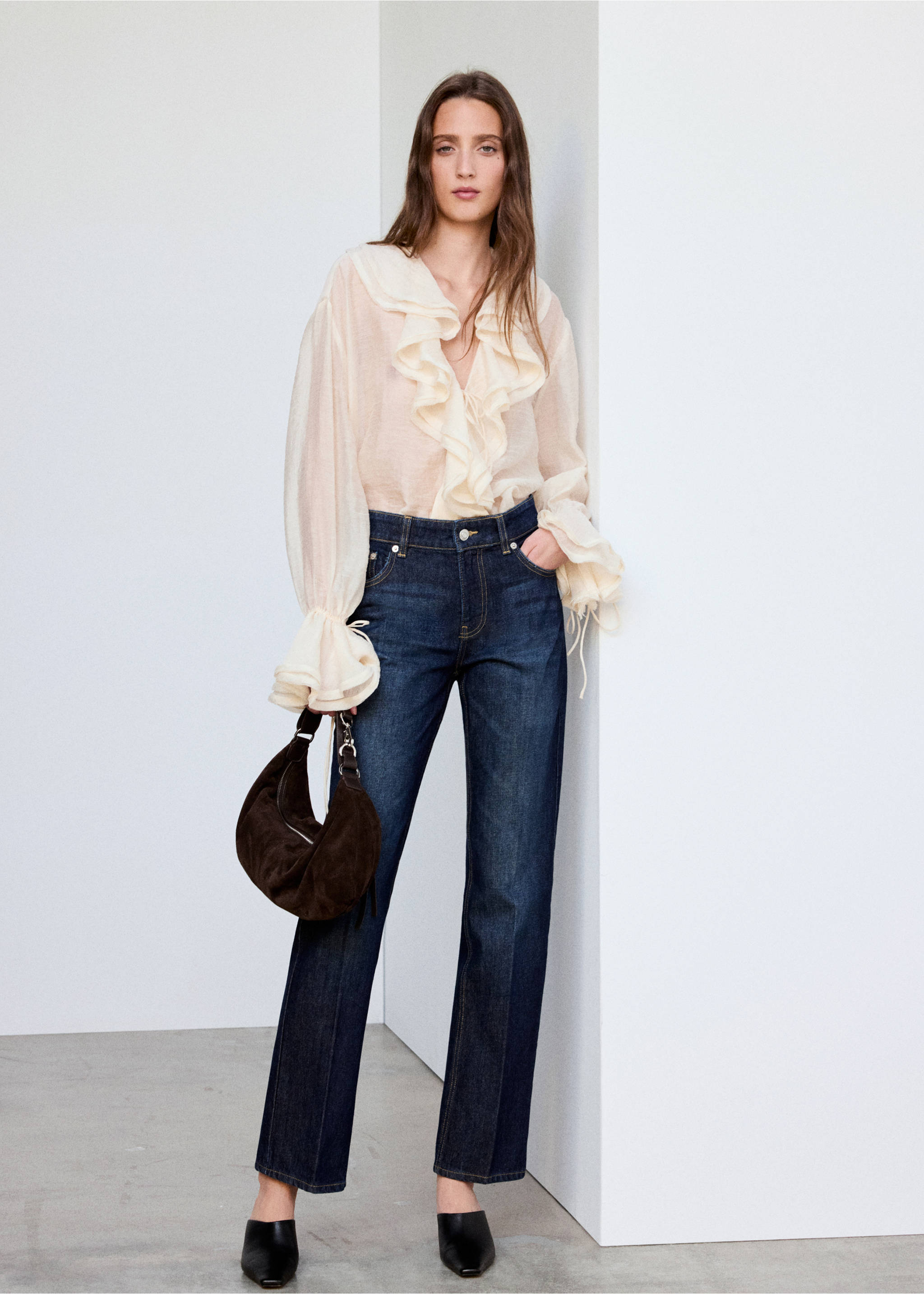 Mid-rise straight jeans - General plane, Dark Blue. Ref: 37075850-00.