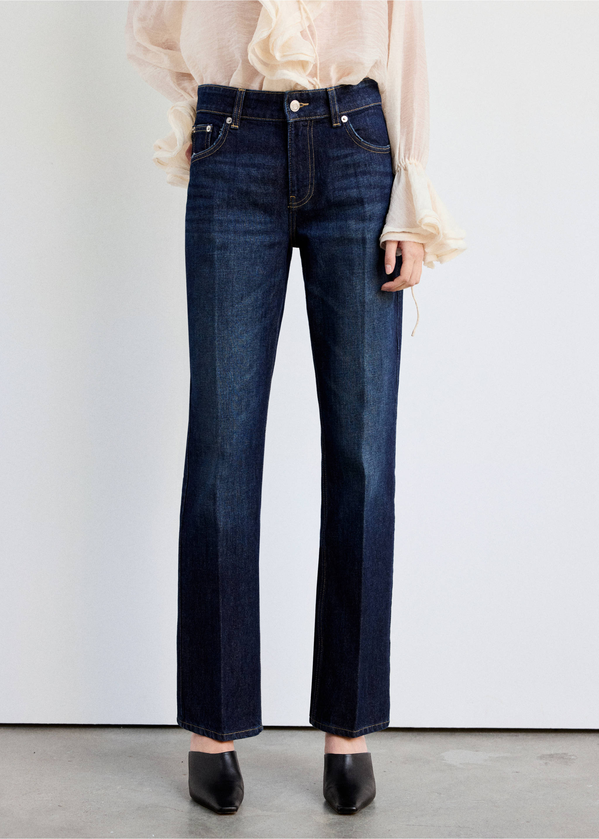 Mid-rise straight jeans - Medium plane, Dark Blue. Ref: 37075850-00.