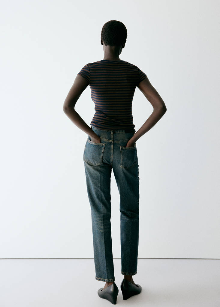 Fitted striped T-shirt — Brown