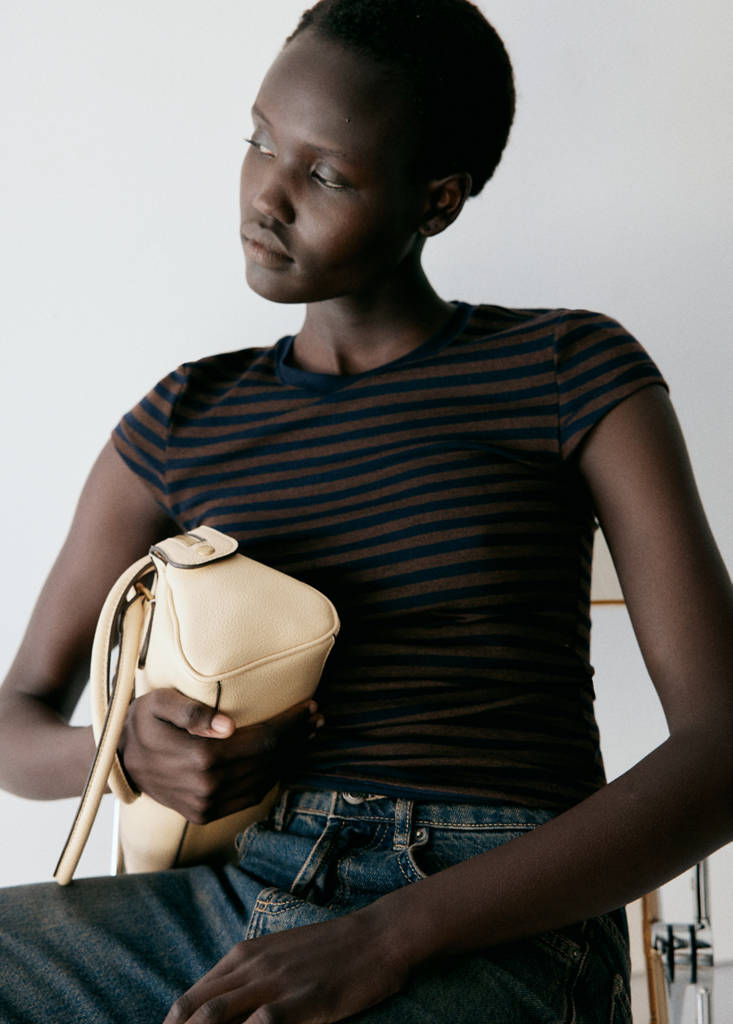 Fitted striped T-shirt — Brown