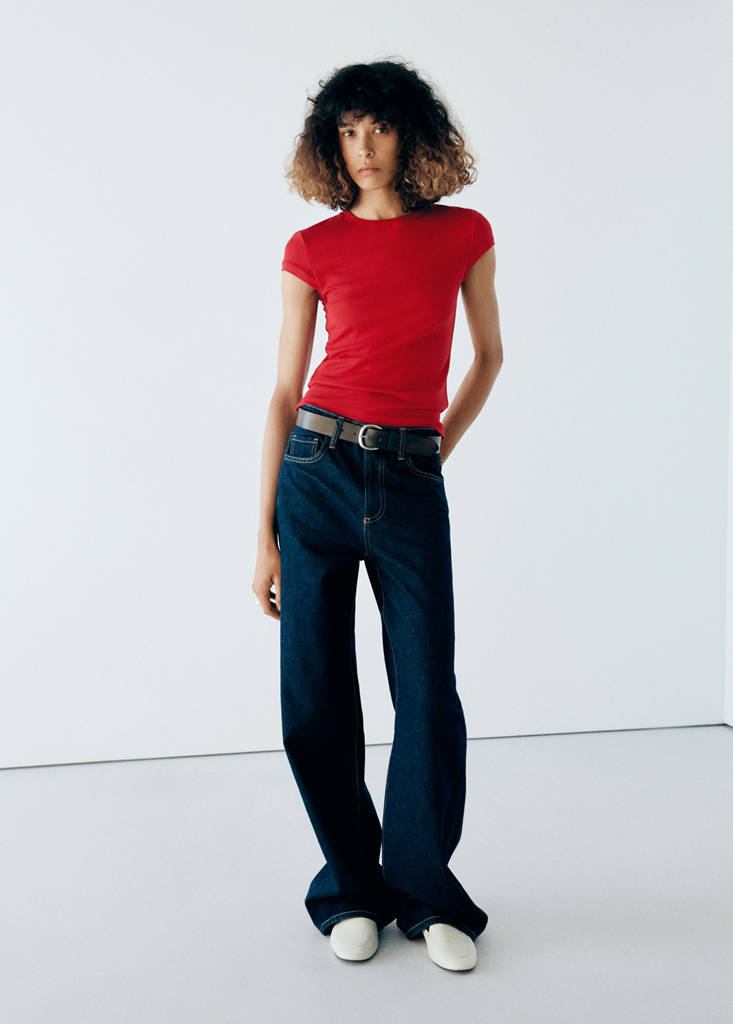 Mango Chemise Cintrée À Rayures In Rouge