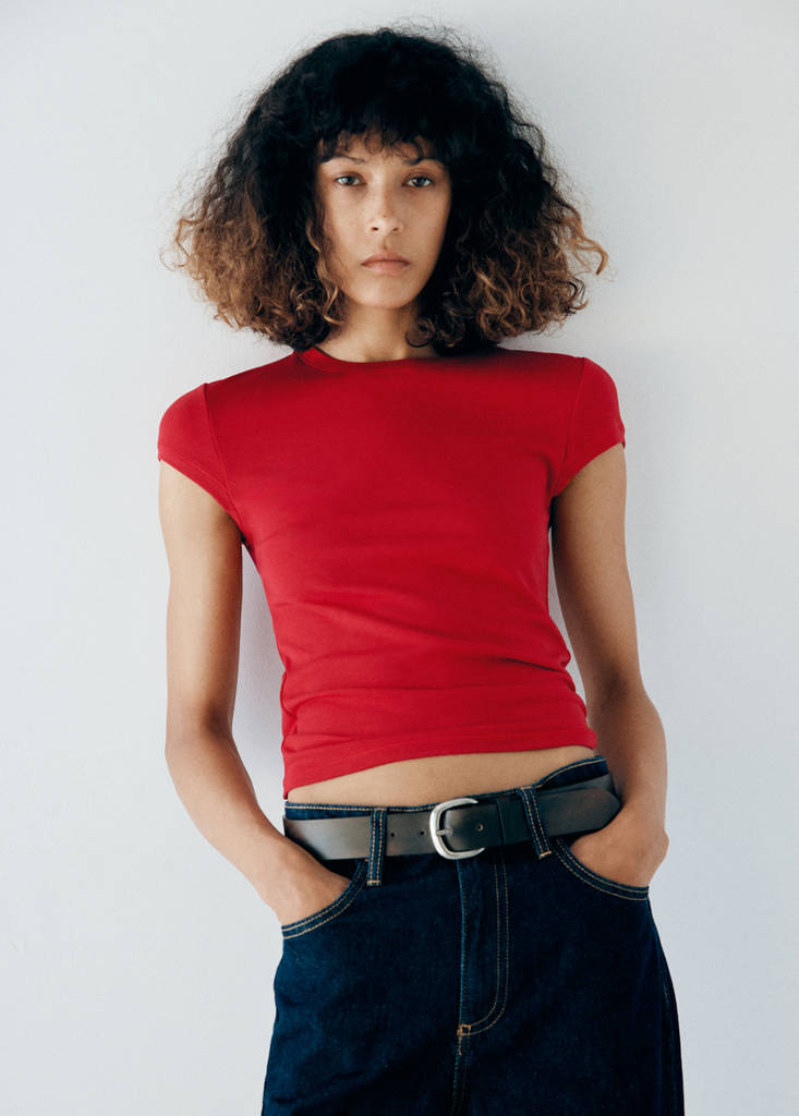 Fitted striped T-shirt — Red