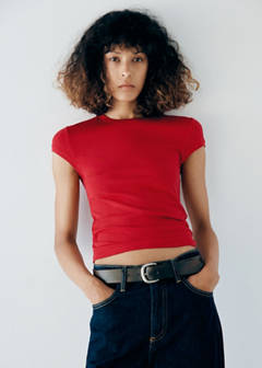 Slim-fit short-sleeved T-shirt — Red 1