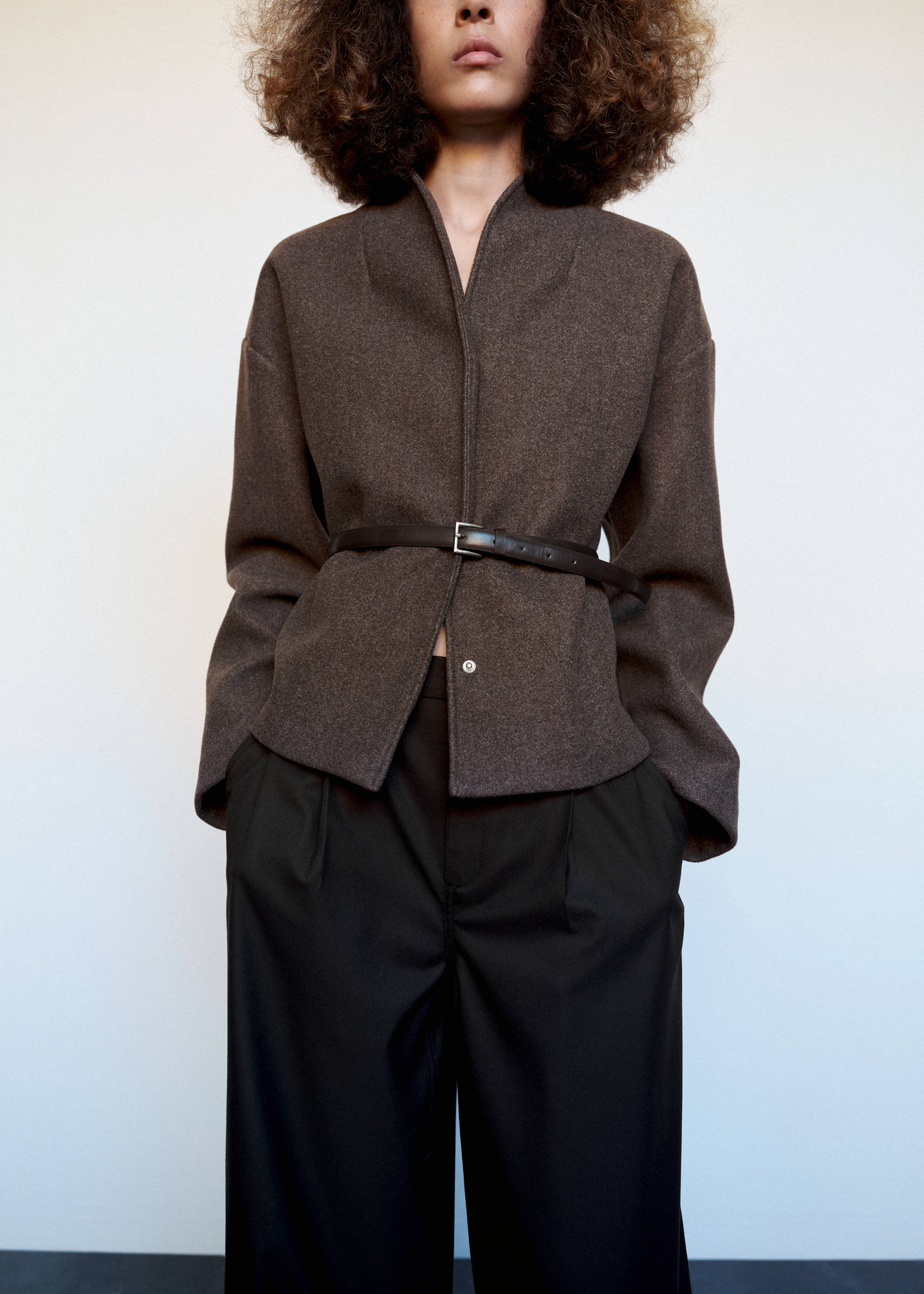 High neck belted jacket - Medium plane