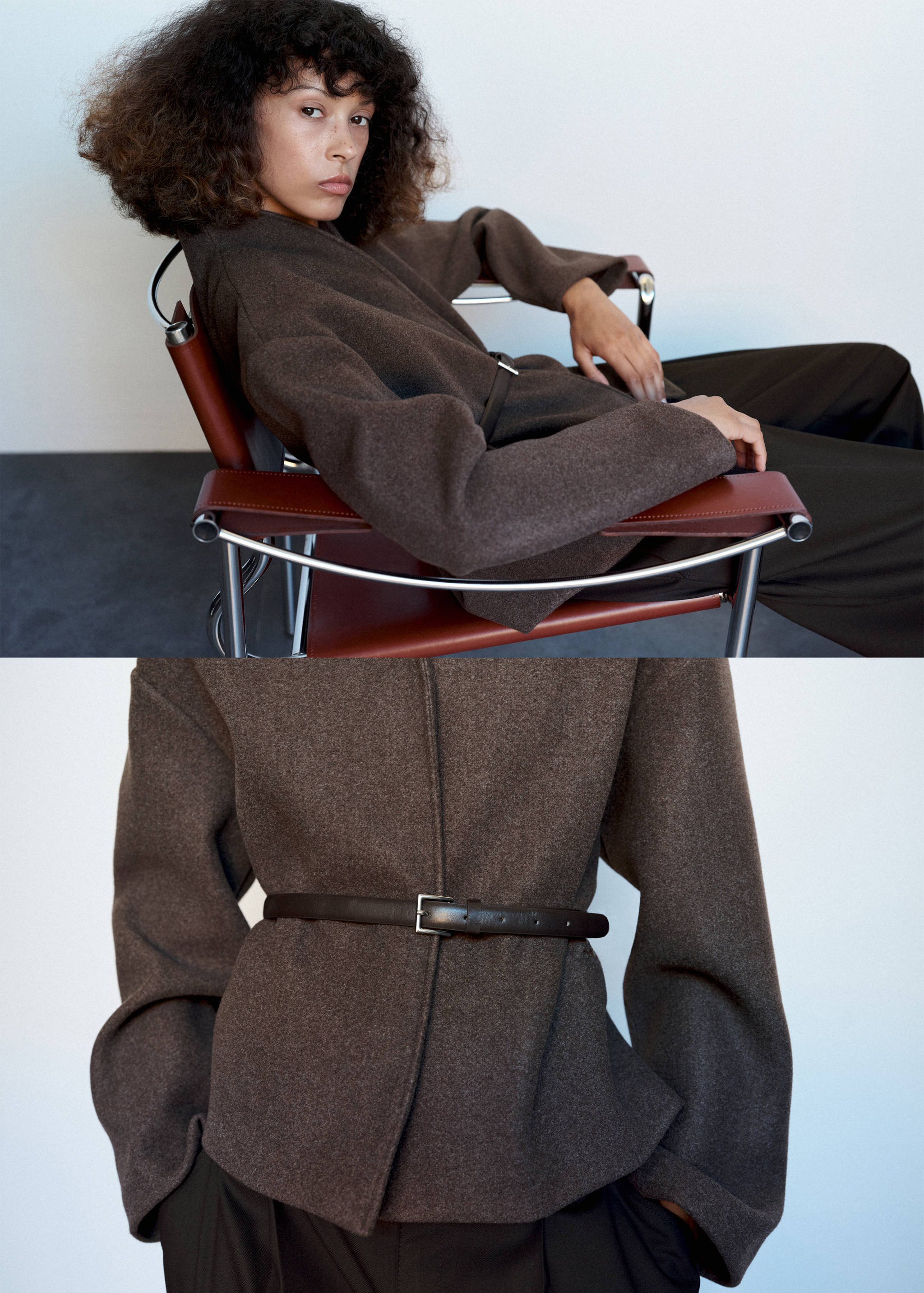 High neck belted jacket - Details of the article 1