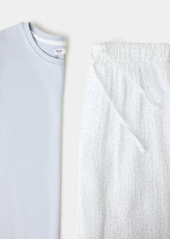 Textured floral-print pyjamas — Aqua Green 8