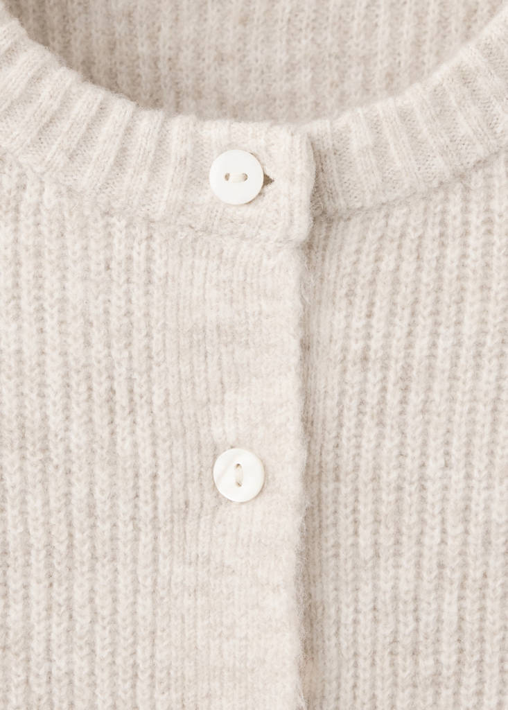 Ribbed buttoned cardigan — Sand
