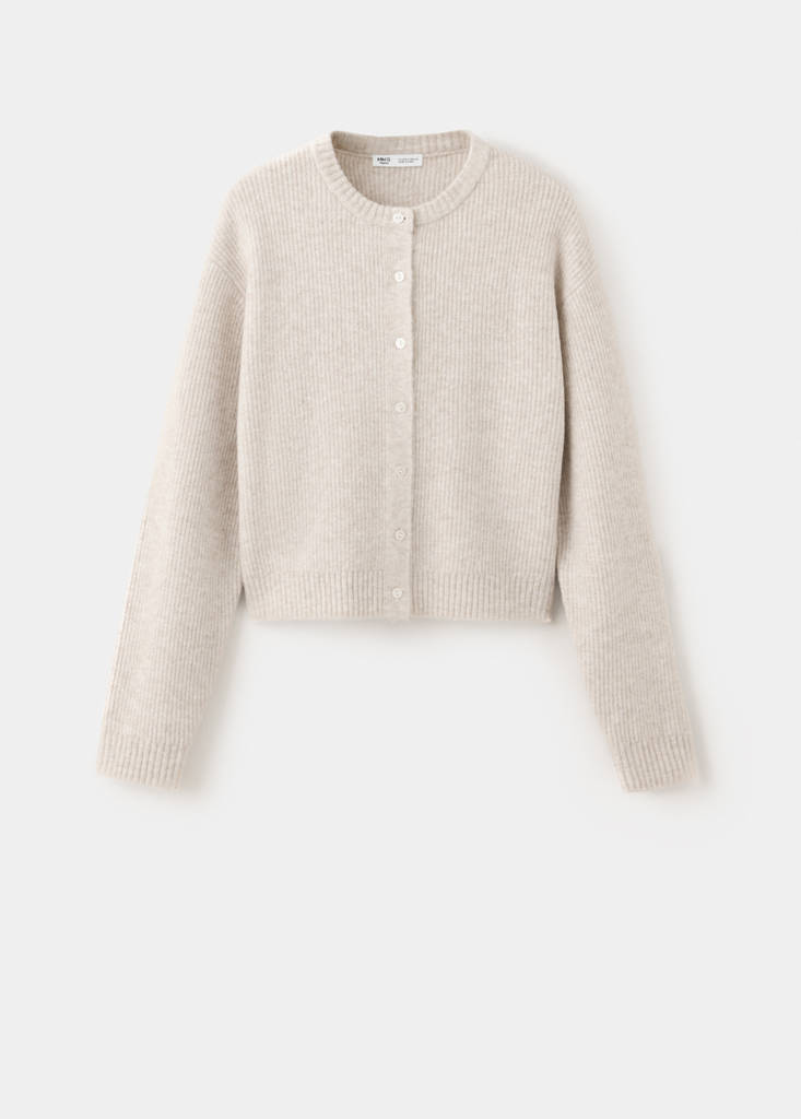 Ribbed buttoned cardigan — Sand