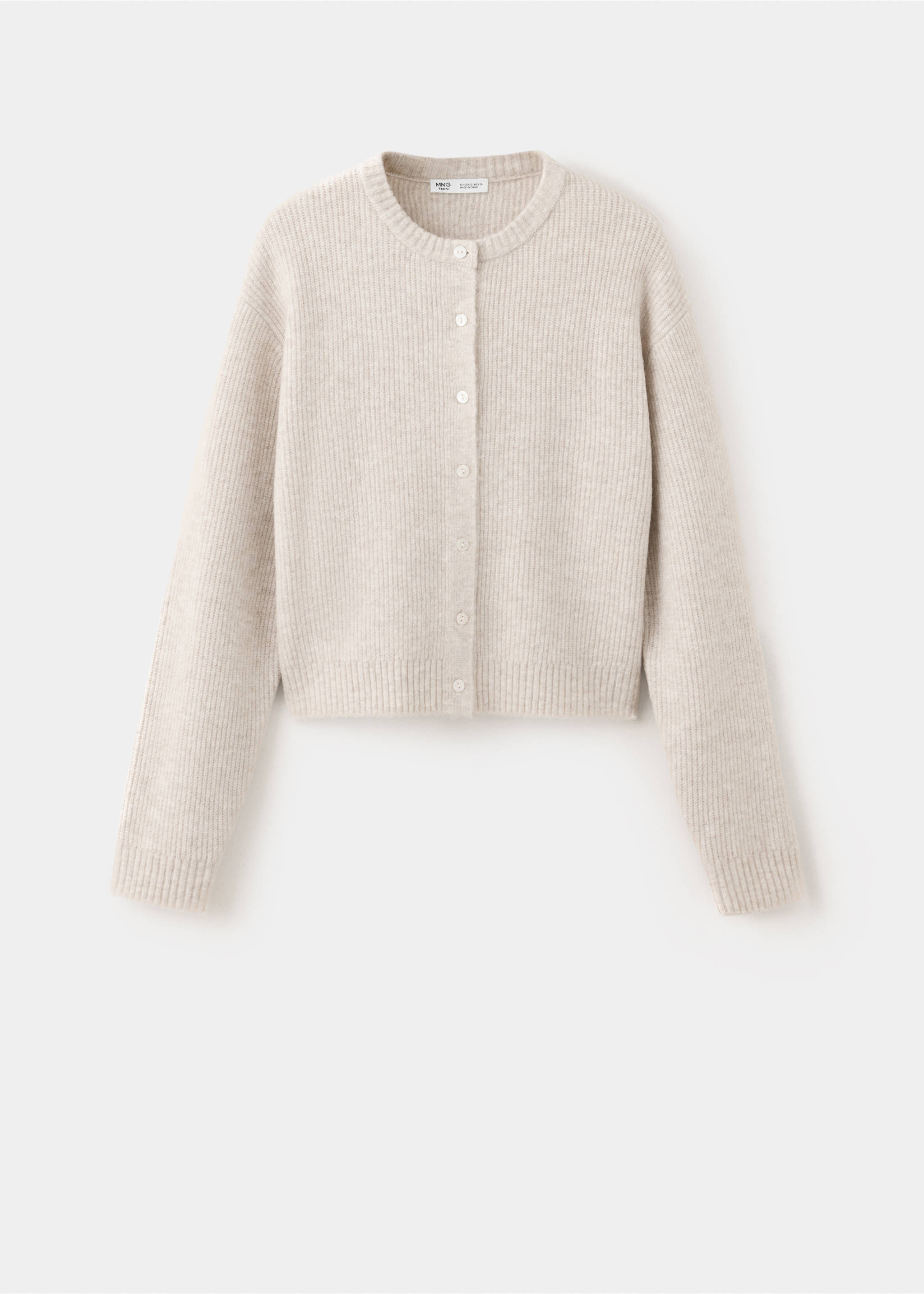 Ribbed buttoned cardigan - Article without model, Sand. Ref: 37075856-00.
