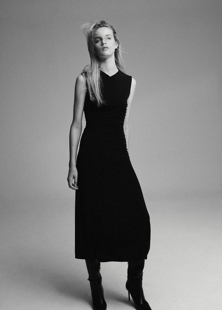 Long dress with draped detailing — Black