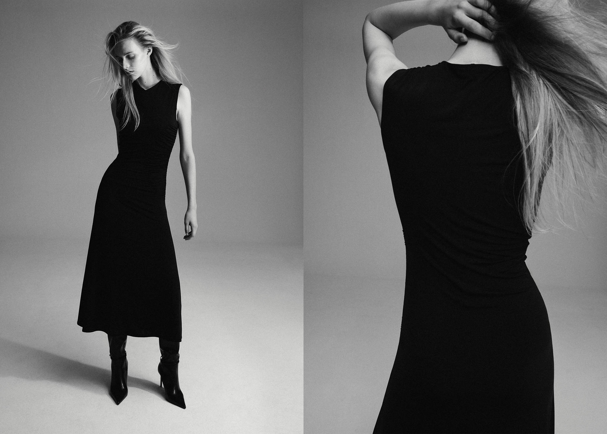 Long dress with draped detailing - Panoramic plane