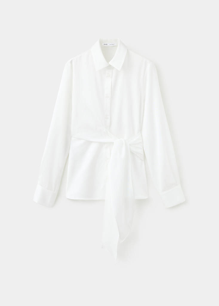 Straight-fit shirt with bow detail — Off White