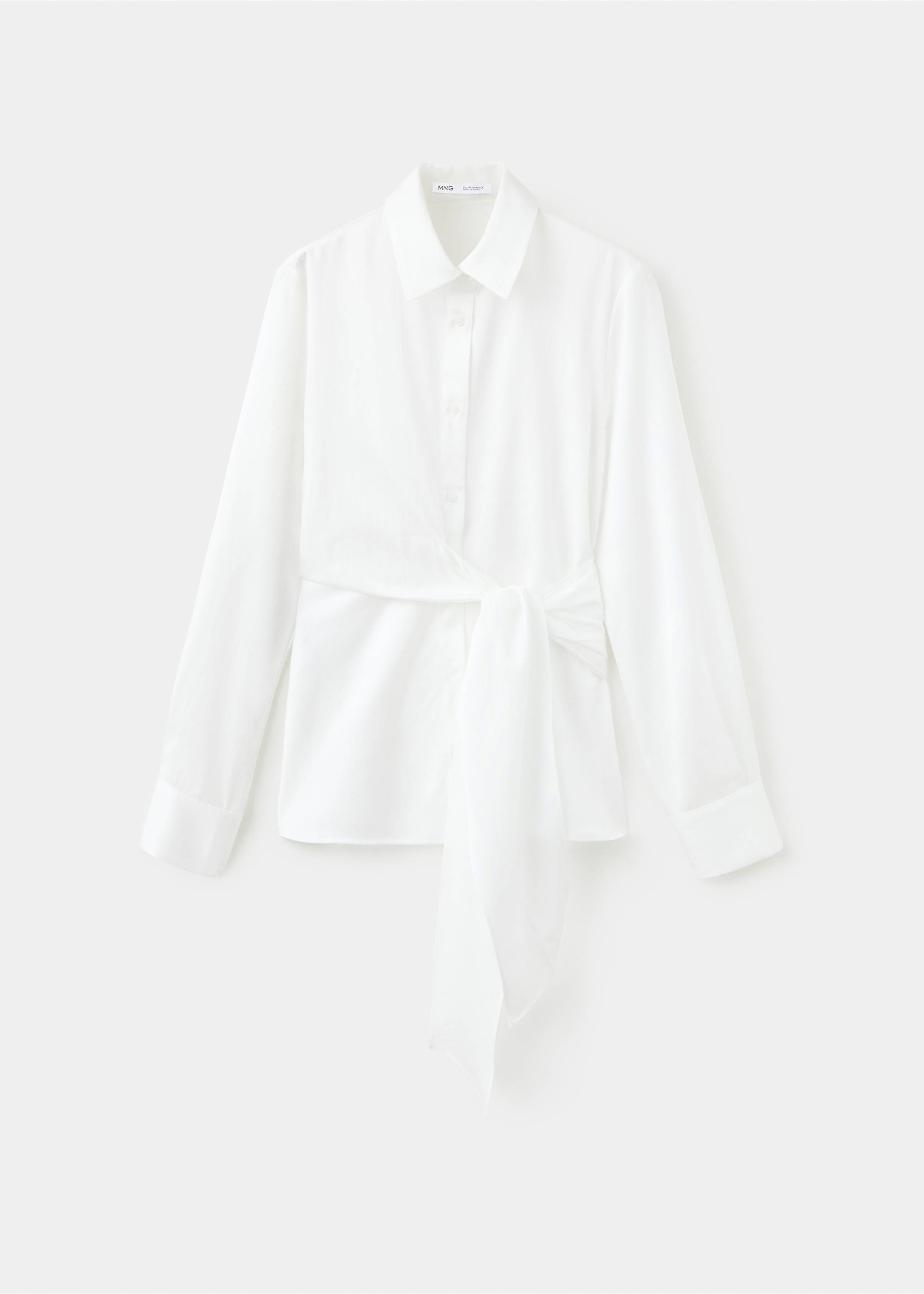 Chemise droite détail nœud - Article sans modèle, Blanc cassé. Ref: 37075859-00.