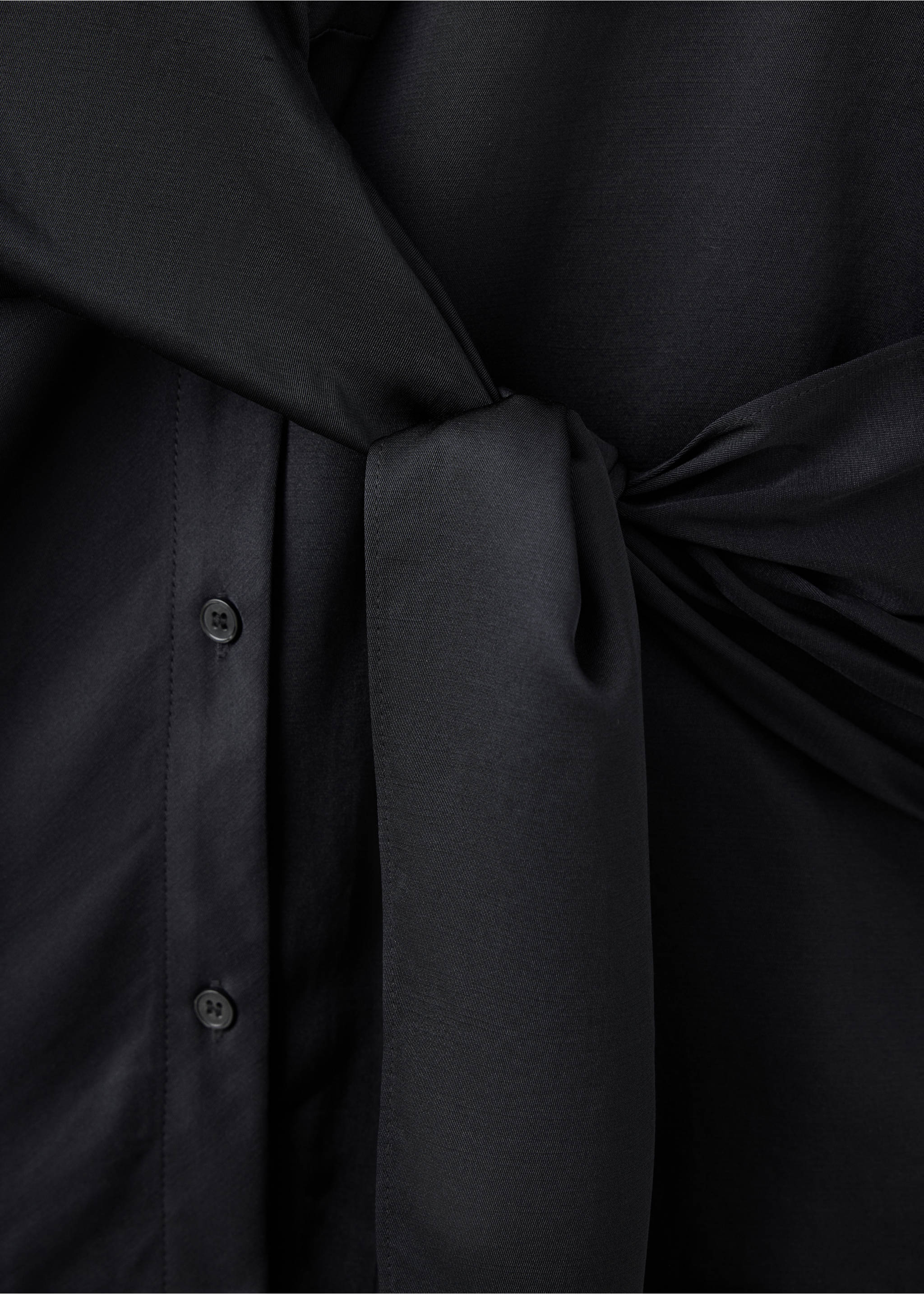 Straight-fit shirt with bow detail - Details of the article 8, Black. Ref: 37075859-00.
