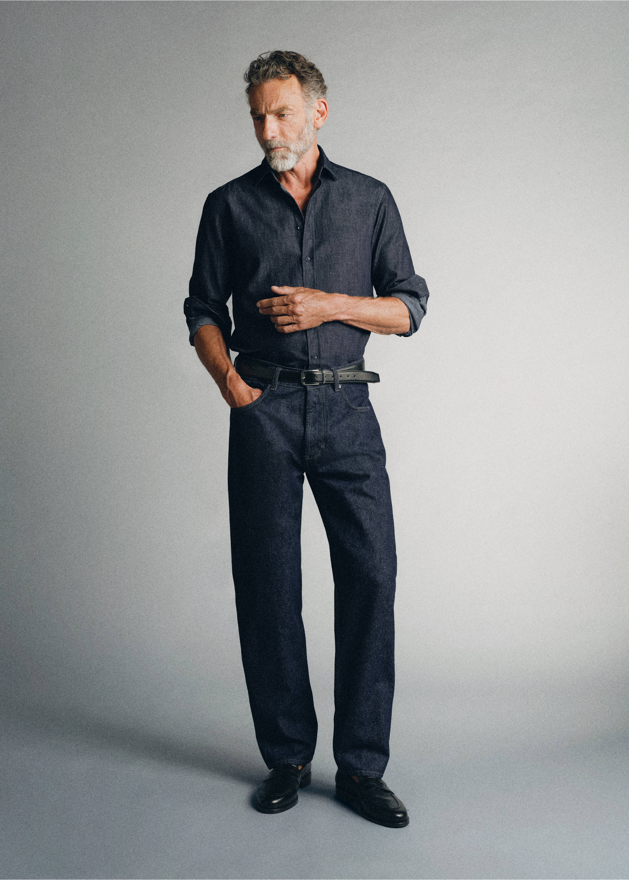 100% cotton denim shirt made in Italy - General plane, Open Blue. Ref: 37075860-00.