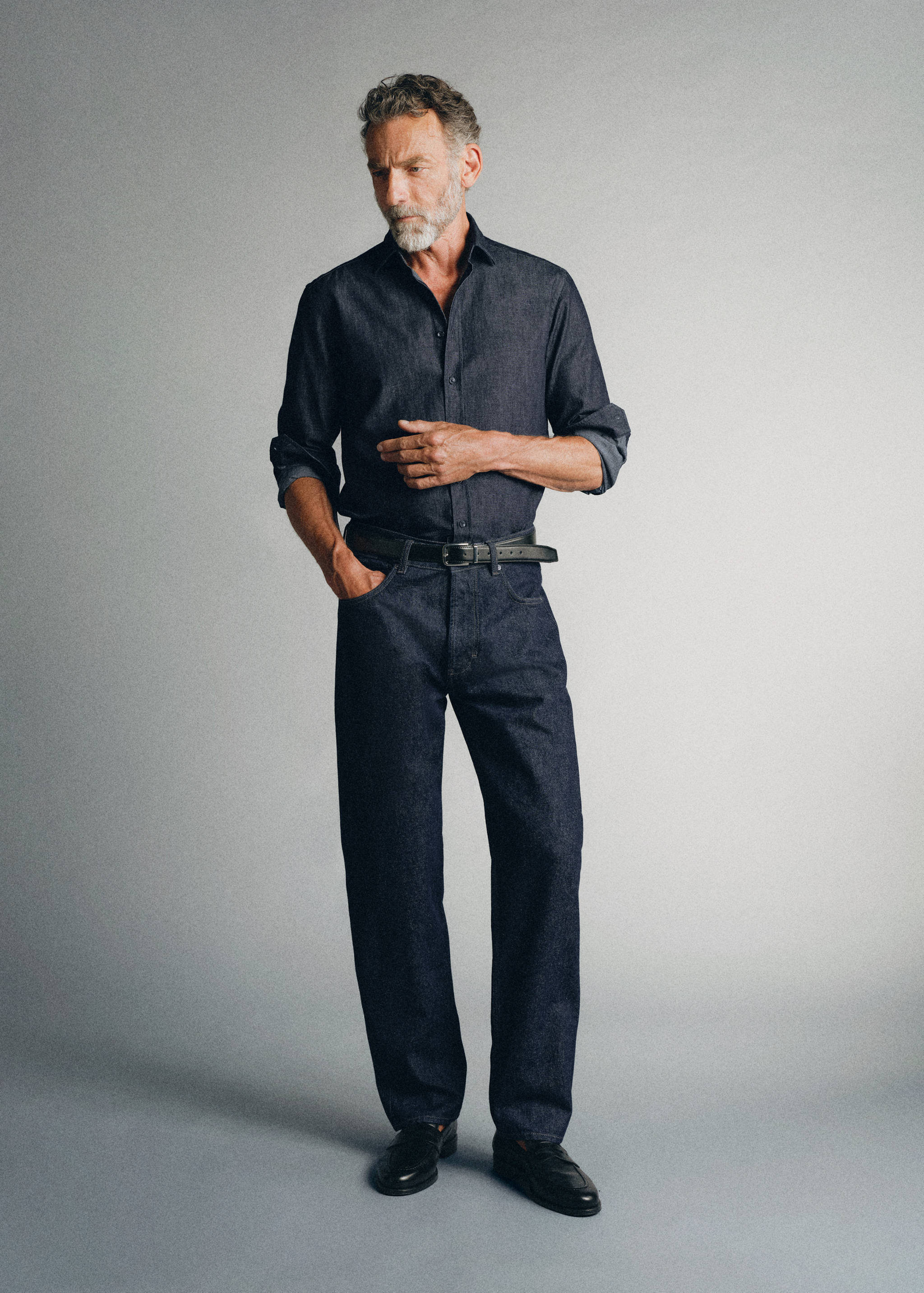 100% cotton denim shirt made in Italy - General plane