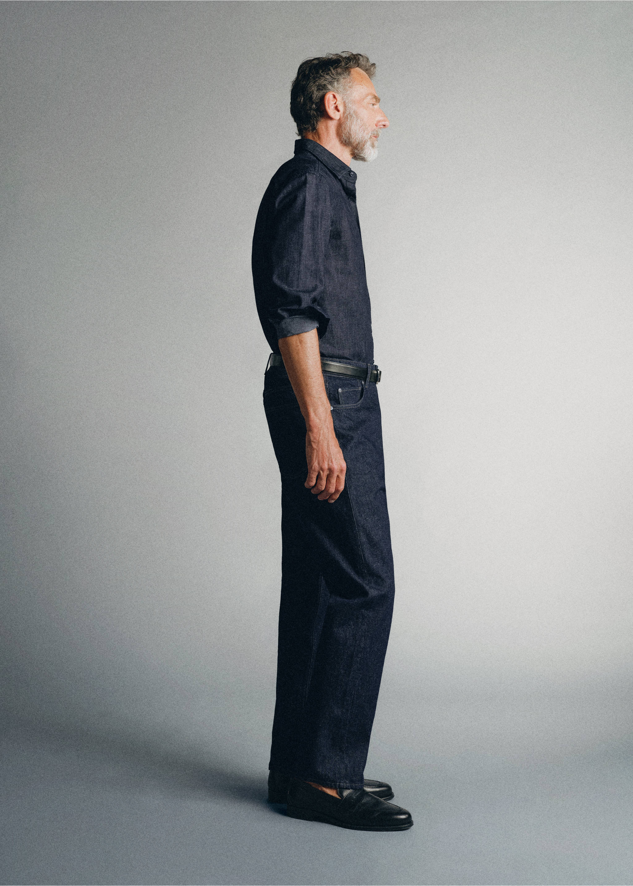 100% cotton denim shirt made in Italy - Details of the article 2, Open Blue. Ref: 37075860-00.