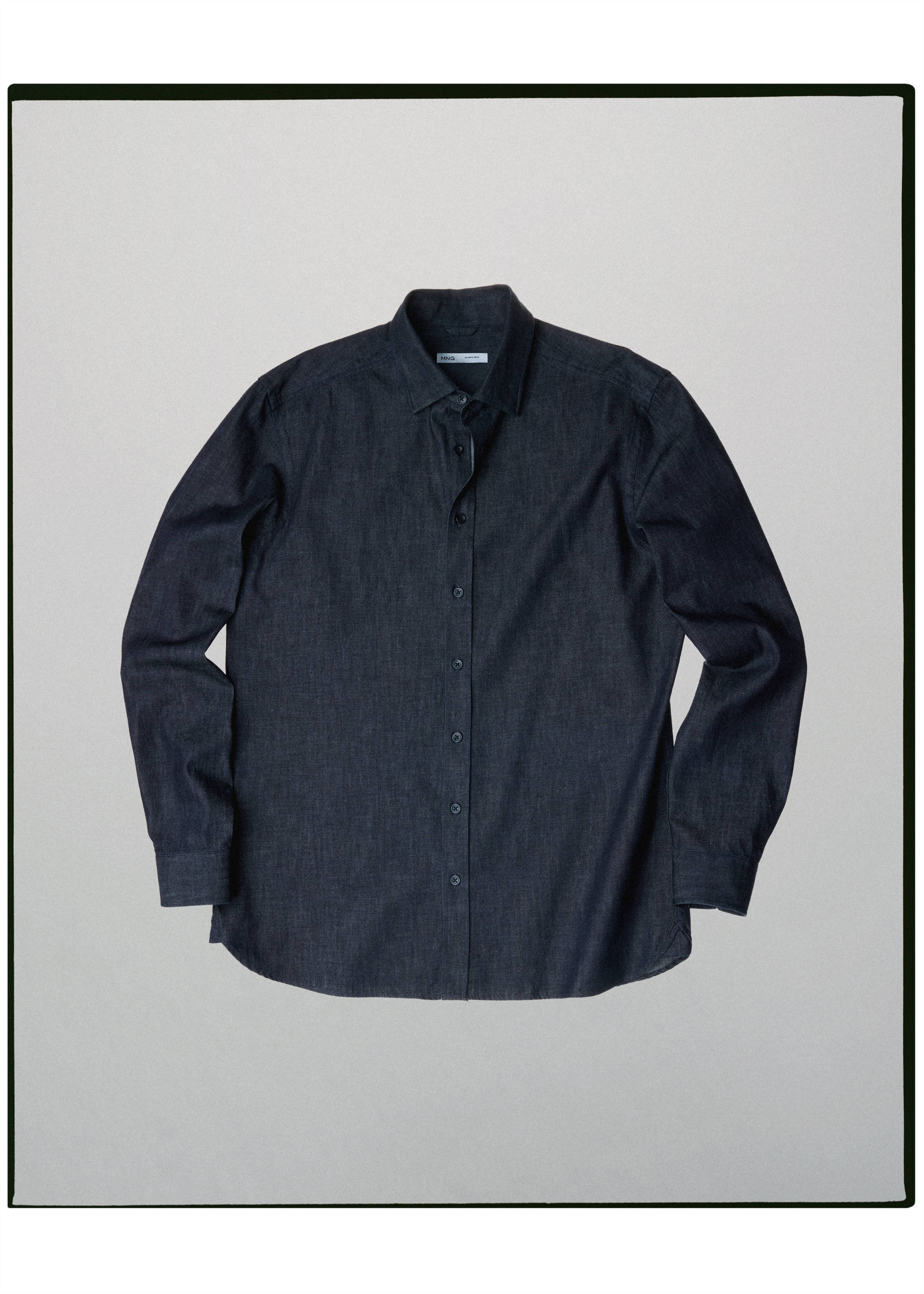 100% cotton denim shirt made in Italy - Article without model, Open Blue. Ref: 37075860-00.