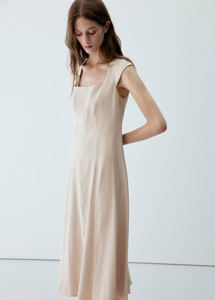 Square-Neck Dress With Seam Detailing