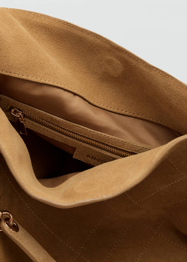Suede drawstring bag — Medium Brown