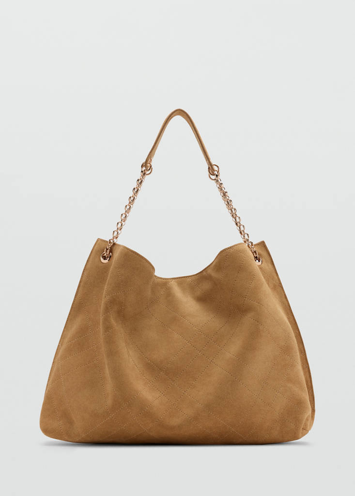 Suede drawstring bag — Medium Brown