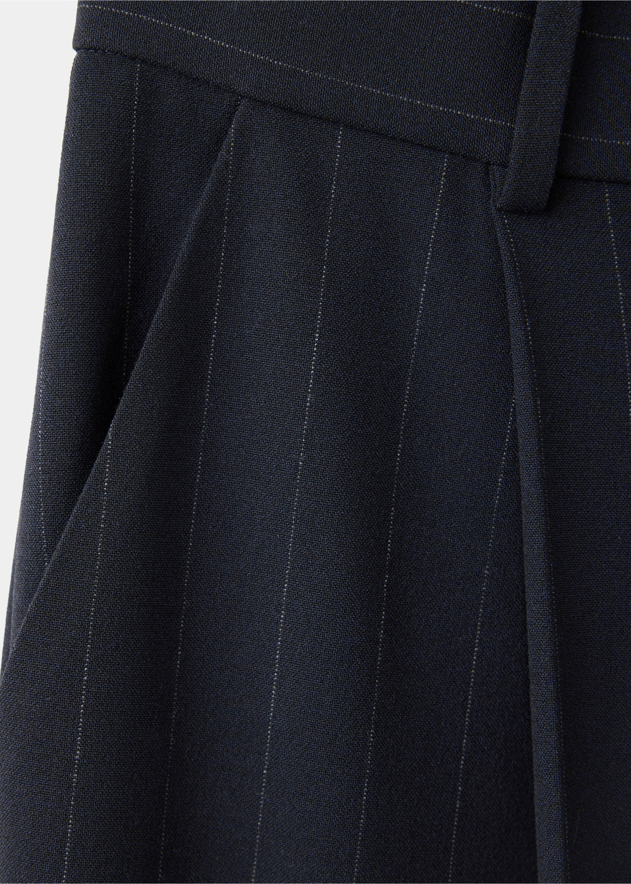 Pinstripe pleated trousers - Details of the article 8, Navy. Ref: 37075865-00.