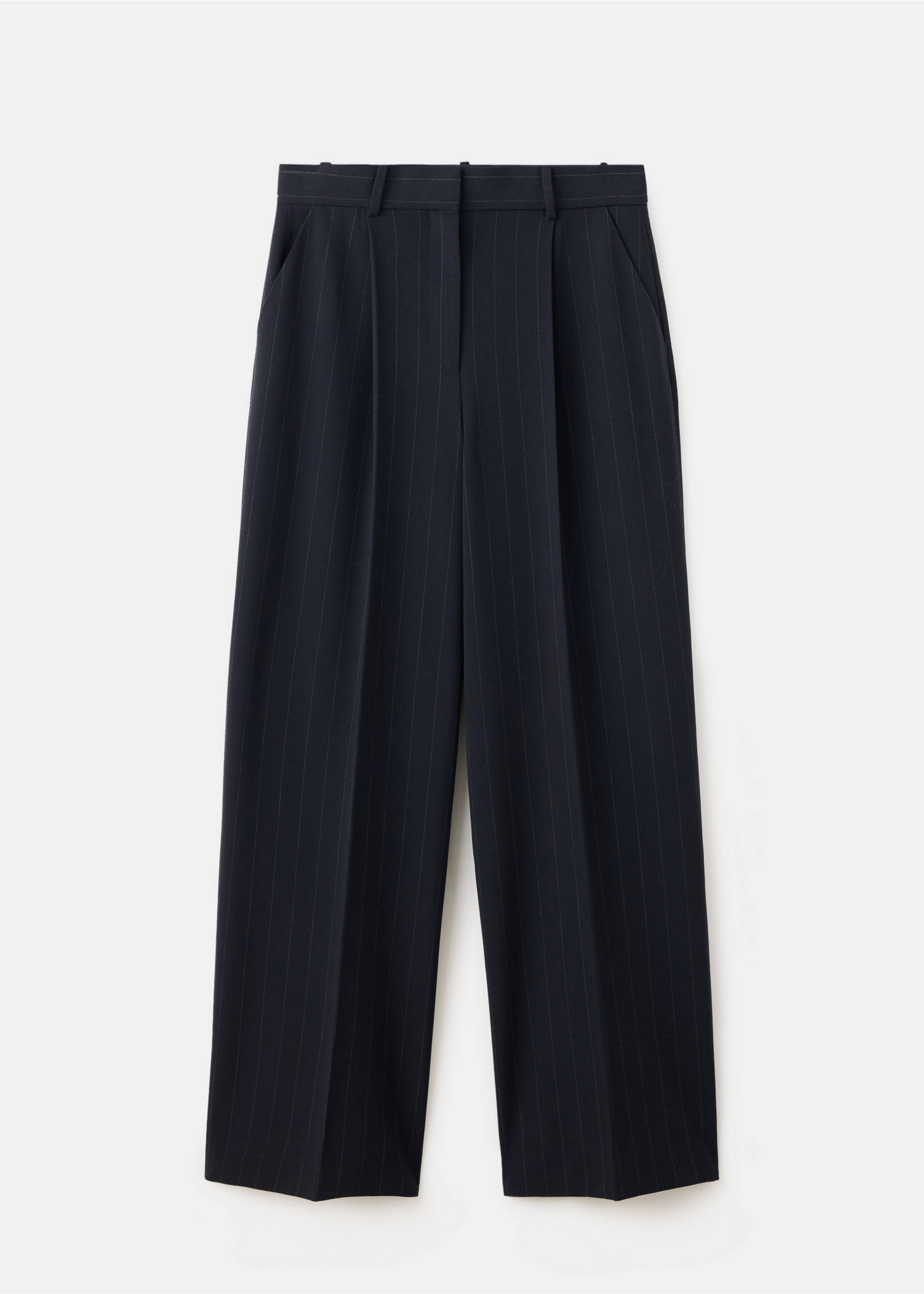 Pinstripe pleated trousers - Article without model, Navy. Ref: 37075865-00.