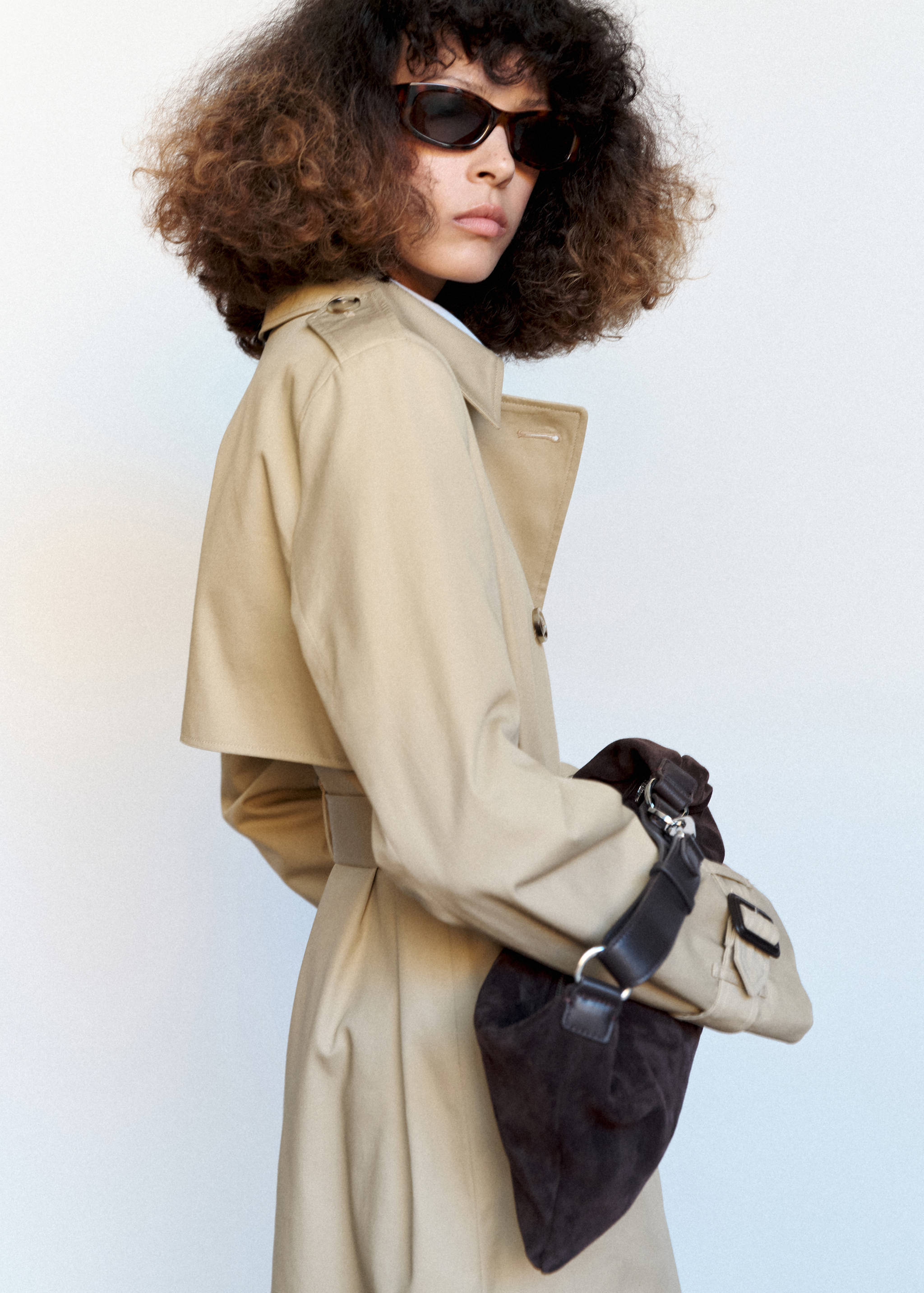 Trench coat with shirt collar and buckles - Medium plane