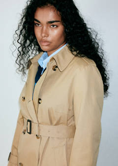 Trench coat with belt and checked lining — Beige 6