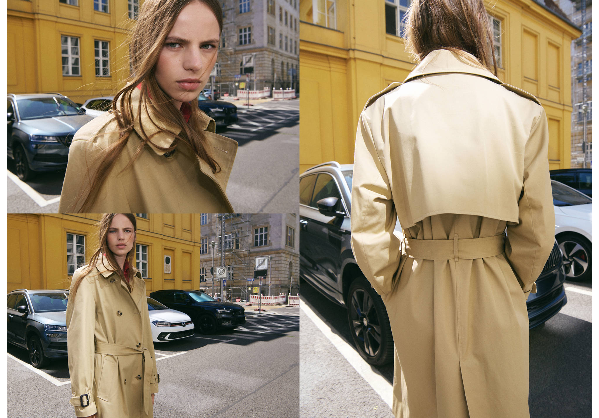 Trench coat with belt and checked lining - Panoramic plane