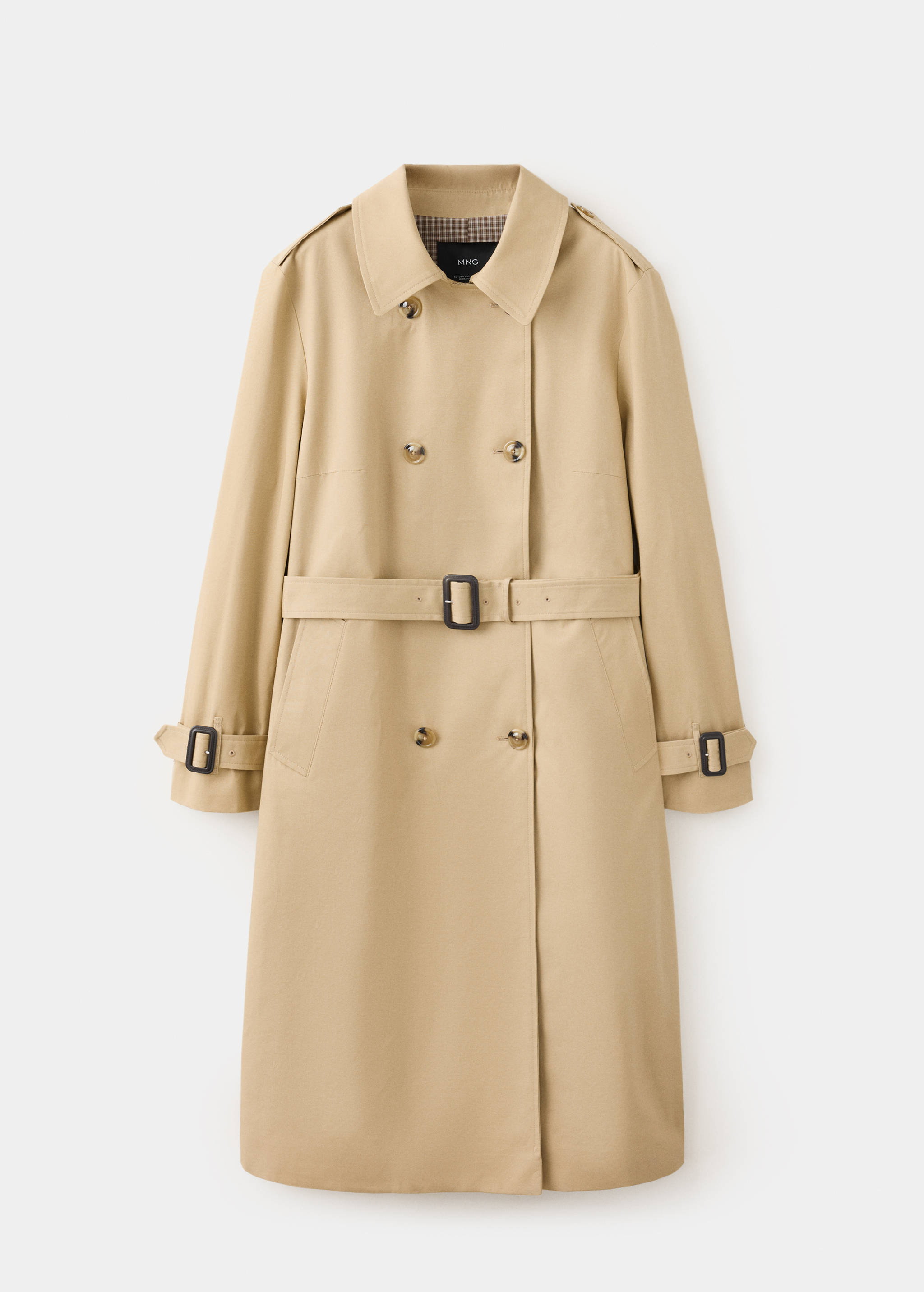 Trench coat with shirt collar and buckles - منتج دون نموذج