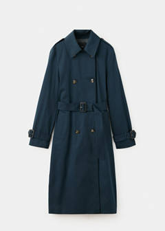 Trench coat with belt and checked lining — Navy 9