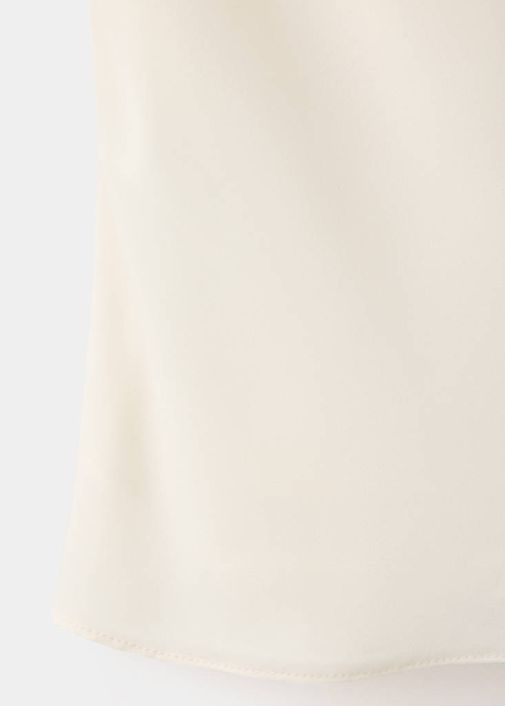 Satin top with draped back — Ecru