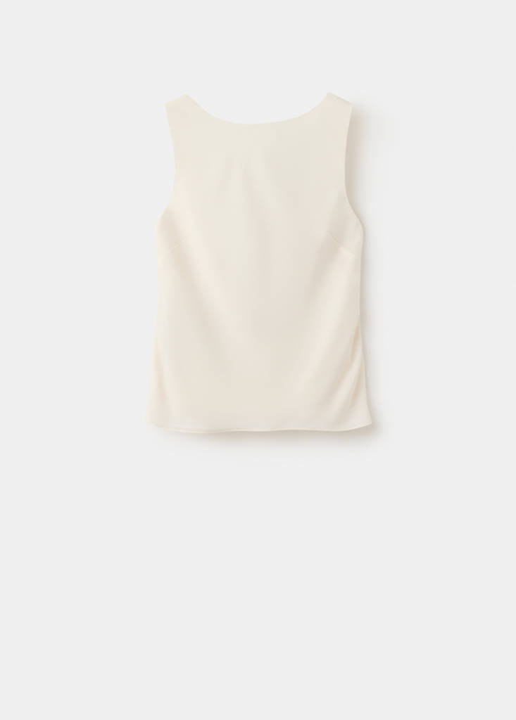Satin top with draped back — Ecru