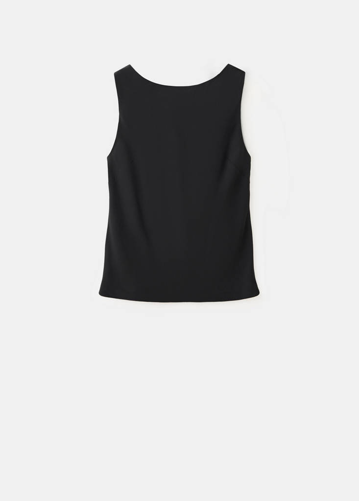 Satin top with draped back — Black