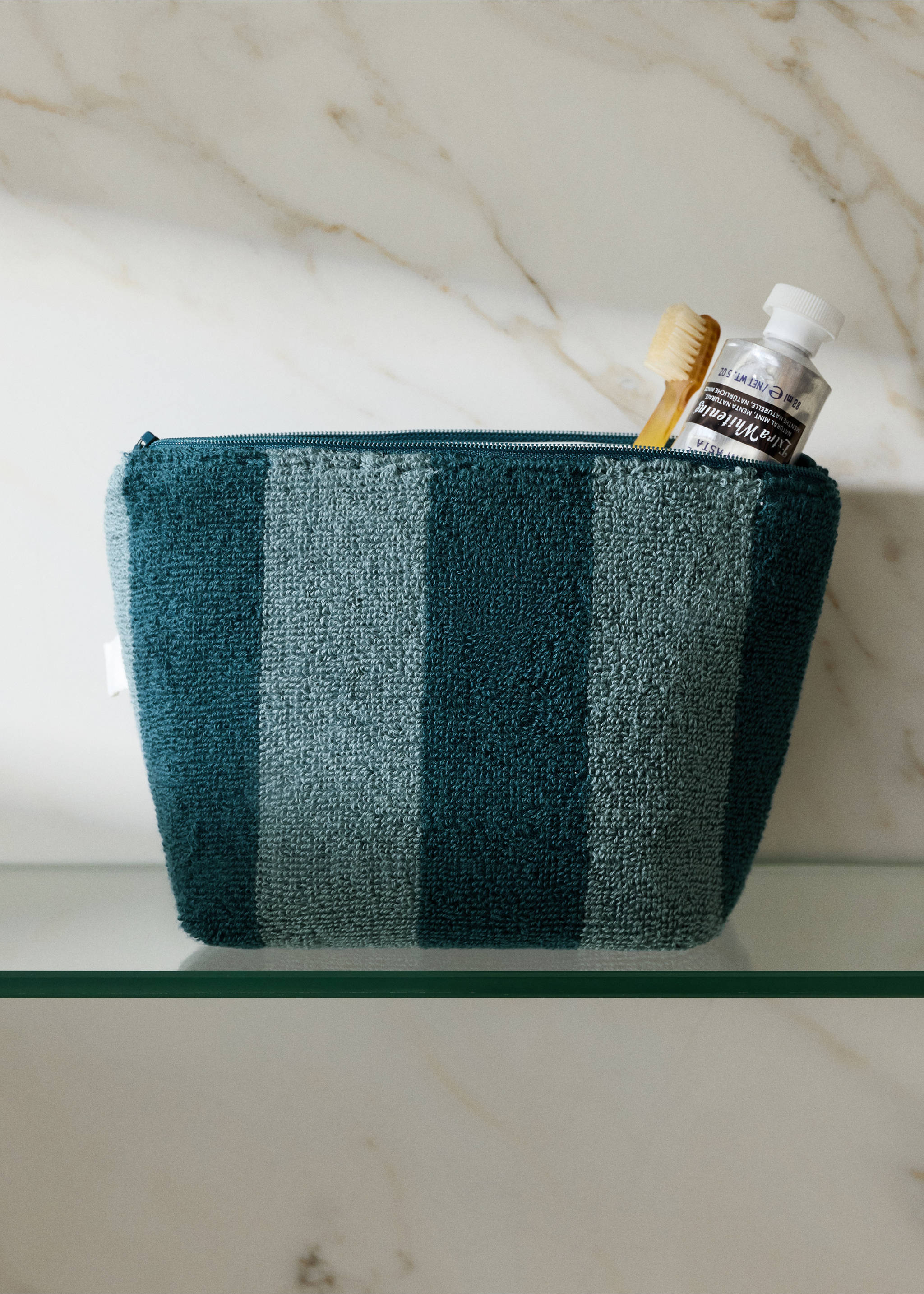 Cotton check wash bag - General plane, Blue. Ref: 37075869-00.