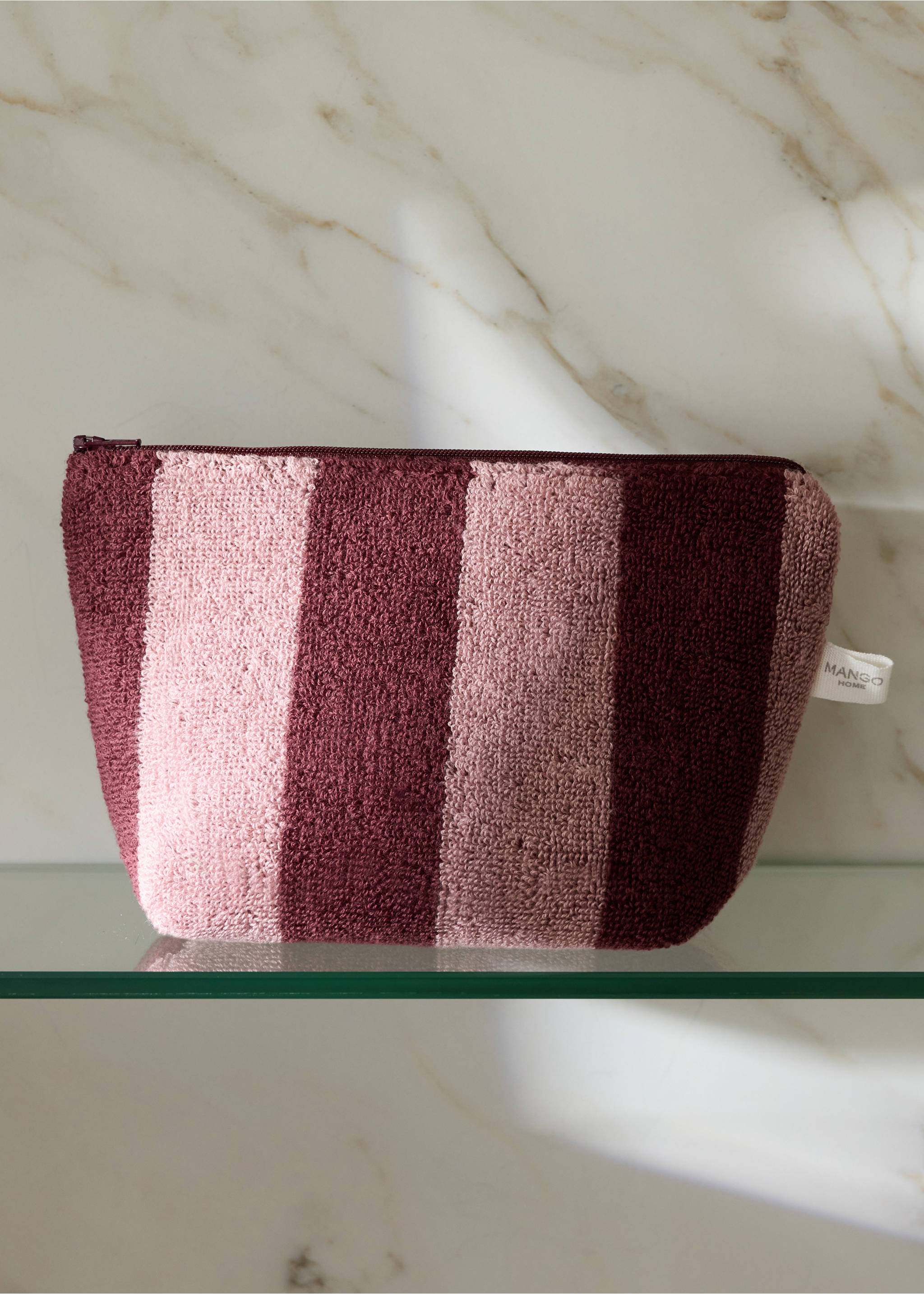 Cotton check wash bag - General plane, Burgundy. Ref: 37075869-00.