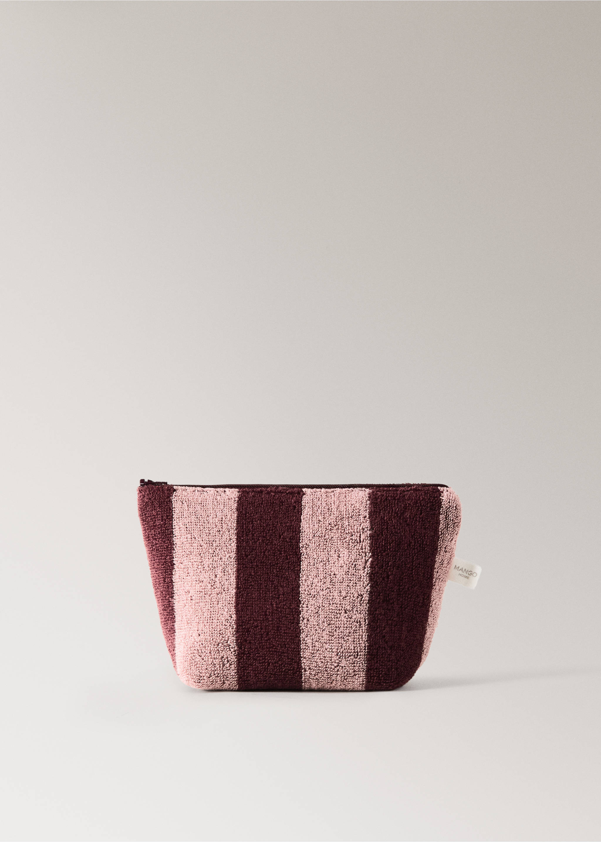 Cotton check wash bag - Article without model, Burgundy. Ref: 37075869-00.