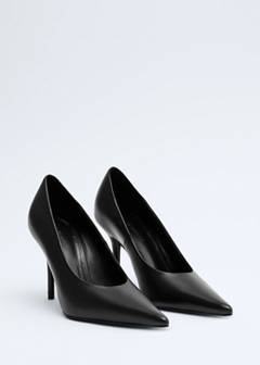 Pointed-toe leather heeled shoes — Black 4
