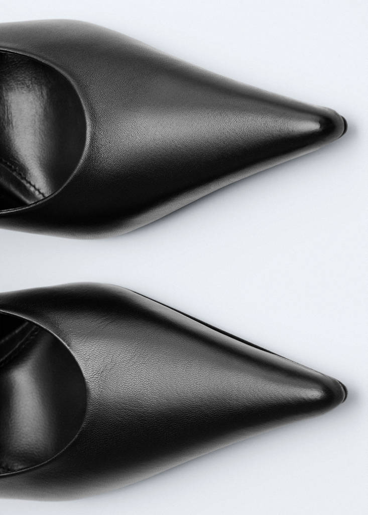 Pointed-toe leather heeled shoes - thumbnail 5