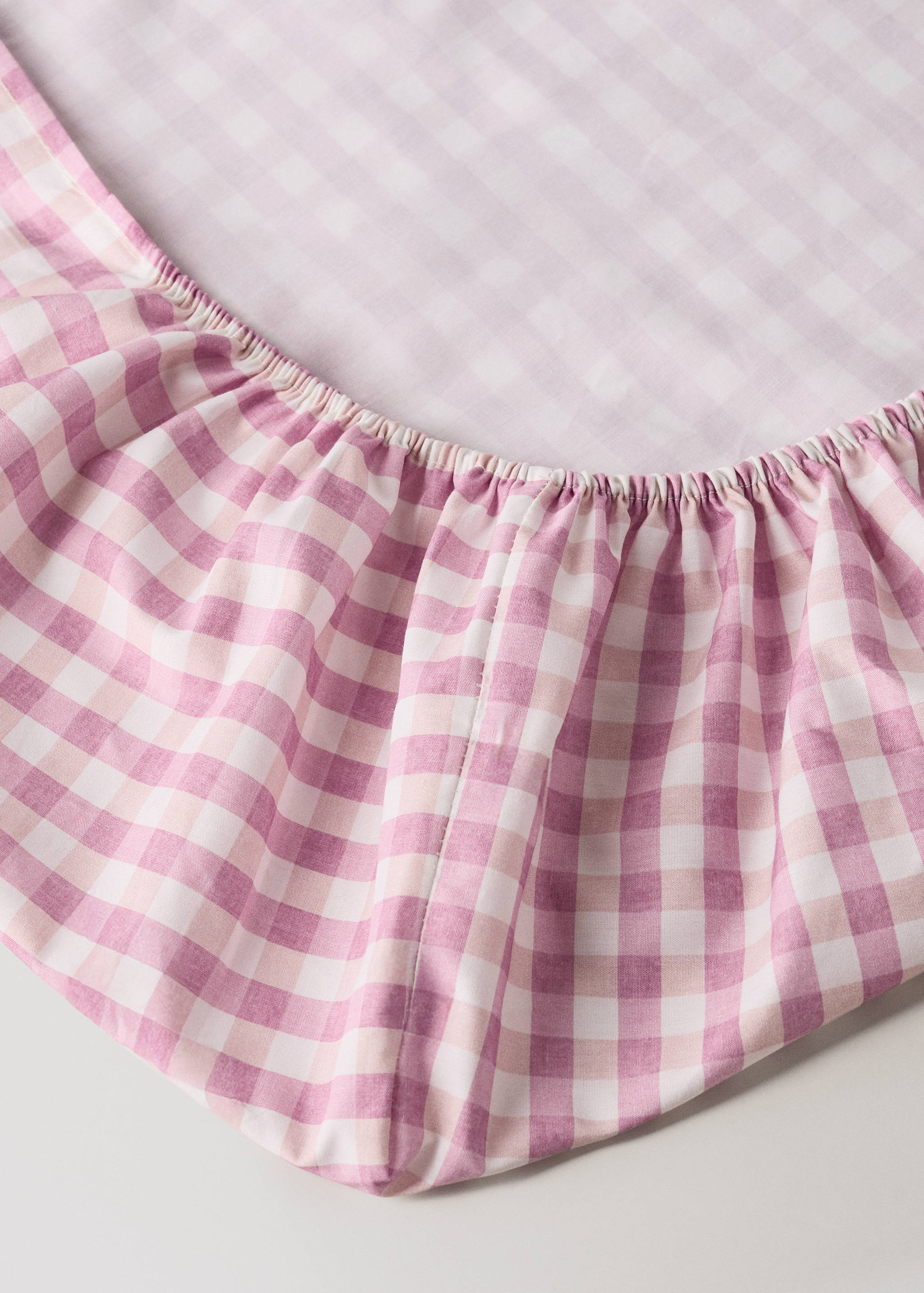 Cot bed fitted sheet in vichy check cotton - Details of the article 1