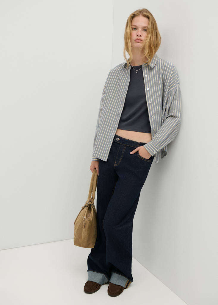 Striped cotton shirt — Navy
