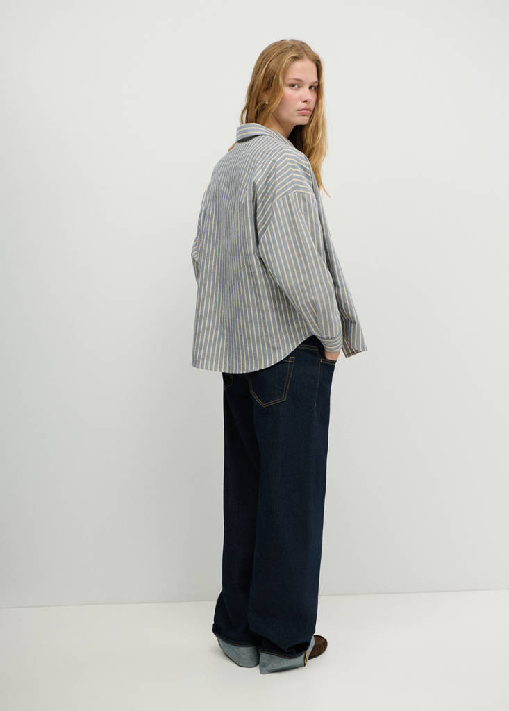 Striped cotton shirt — Navy